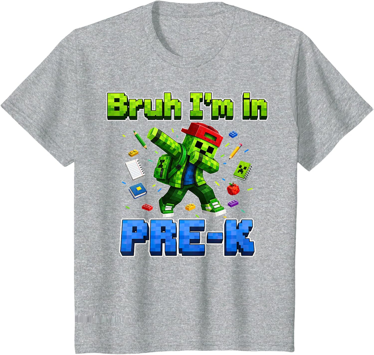 Bruh I'm in Pre-K Gamer Back to School Boys T-Shirt - Heather Grey